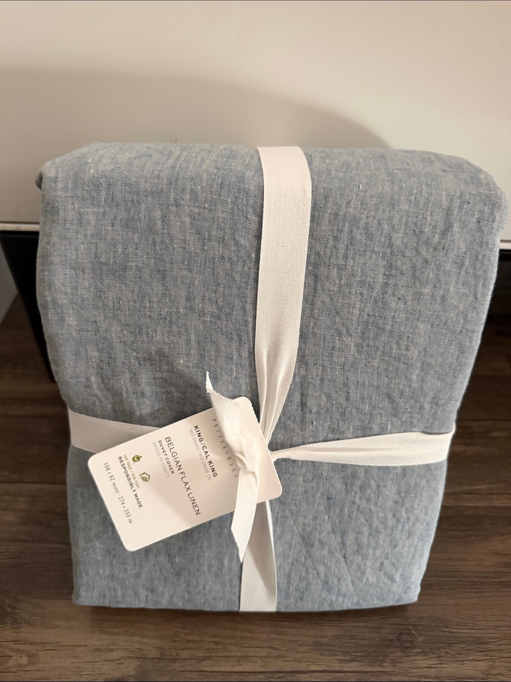 Pottery Barn Belgian Flax Linen Duvet Cover in Soft Blue- NWT- org $336